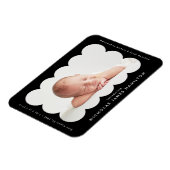 ブラック モダン スカロップ フレーム 誕生児お知らせ マグネット (左側)