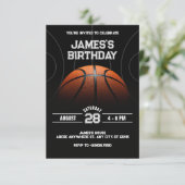 ブラック モダン バスケットボール 誕生日 招待状 (スタンド正面)