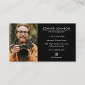 ブラック モダン ミニマリスト フォト 写真撮影 名刺 (裏面)