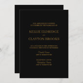 ブラック モダン ミニマル ウェディング インビテーション (正面/裏面)