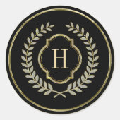 ブラック&モノグラムの金ゴールドグリッターリースクレスト ラウンドシール (正面)