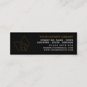 ブラック&ユニーク金ゴールドライブラリのブックマークの名刺 スキニー名刺