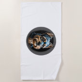 ブラック・ヨーシャー・テリア ビーチタオル (正面)