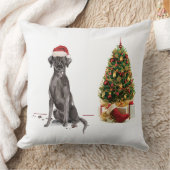 ブラック・ラおもしろいボ・クリスマス・ドッグと木 クッション (ブランケット)