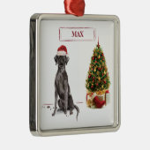 ブラック・ラおもしろいボ・クリスマス・ドッグと木 メタルオーナメント (右)