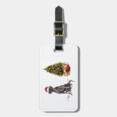 ブラック・ラおもしろいボ・クリスマス・ドッグと木 ラゲッジタグ (正面縦)