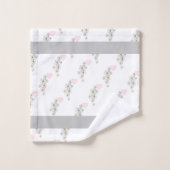 ブラック＆ライトグレーに花、心 & スワン カップル バスタオルセット (ウォッシュタオル)