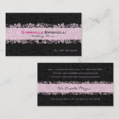 ブラック&ライトピンクヴィンテージフローラレース 名刺 (正面/裏面)