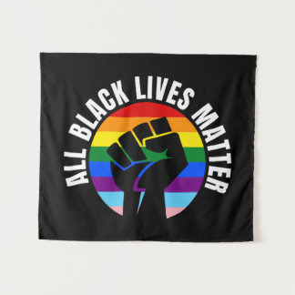 ブラック·ライブズ·マター·フィストとLGBTQフラグ タペストリー