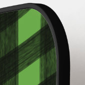 ブラック&ライムグリーンバッファロープレイドチェックモノグラム ピックルボールラケット (左詳細)