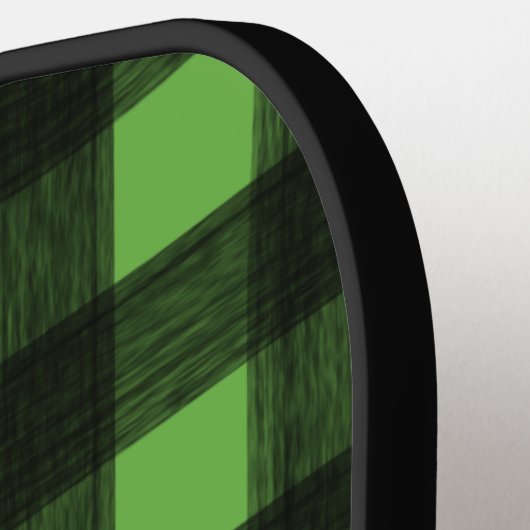 ブラック&ライムグリーンバッファロープレイドチェックモノグラム ピックルボールラケット (左詳細)