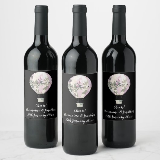 ブラック ライラック ホットエアバルーン ワインボトルラベル ワインラベル (ボトル)