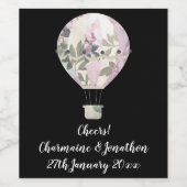 ブラック ライラック ホットエアバルーン ワインボトルラベル ワインラベル (シングルラベル)