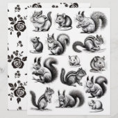 ブラック&ラインアートチップムクス、リス、ネズミ (正面/裏面)