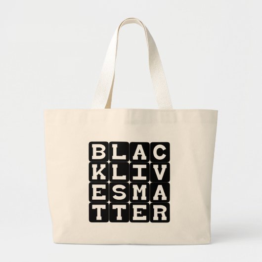 ブラック・ライヴズ・マター BLM スクエア柄 ラージトートバッグ (正面)