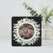 ブラック ラウンド/スクエア スノーベリー+ユーカリ 写真 シーズンカード (スタンド正面)