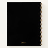 ブラック&ラグジュアリーモダン金ゴールドスクリプトモノグラム ノートブック (裏面)