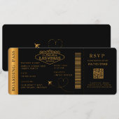 ブラック ラスベガス 搭乗券 デスティネーション ウェディング 招待状 (正面/裏面)