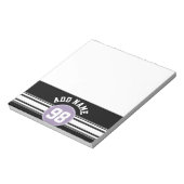 ブラック&ラベンダースポーツジャージー名前をカスタムする番号 ノートパッド (回転)