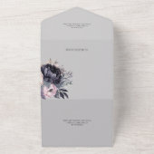 ブラック&ラベンダーフローラオングレー オールインワン招待状 (外側)