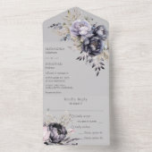 ブラック&ラベンダーフローラオングレー オールインワン招待状 (内側)