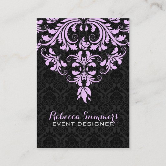 ブラック&ラベンダーフローラレース 名刺 (正面)