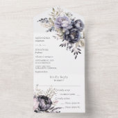ブラック&ラベンダーフローラ オールインワン招待状 (内側)