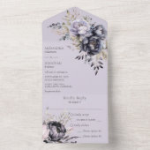 ブラック&ラベンダーフローラ オールインワン招待状 (内側)