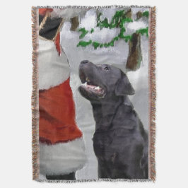 ブラック・ラボがサンタ・クリスマスに出会う スローブランケット