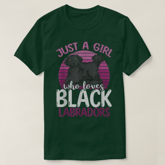 ブラック・ラボ恋人の女性ブラックを愛する少女 Tシャツ (デザイン正面)