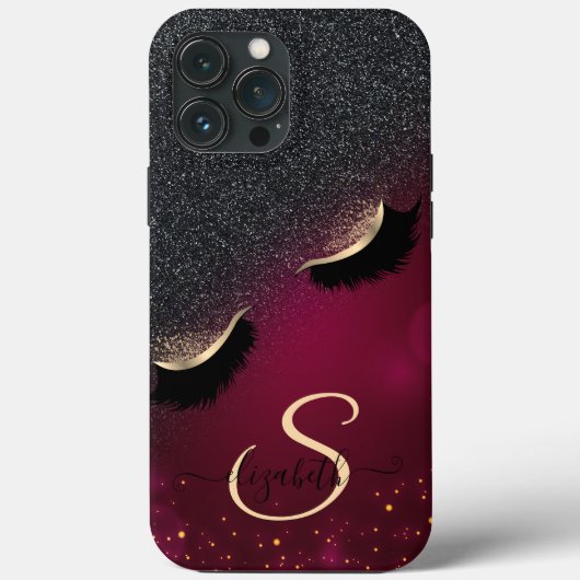 ブラック＋ラメ＋レッドのつけまつげ Case-Mate iPhoneケース (裏面)