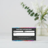 ブラック&レインボーグリッターグラムヘアサロン 予約カード (スタンド正面)