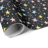 ブラック&レインボースターズナイトスカイ星座 ラッピングペーパー (ロールコーナー)