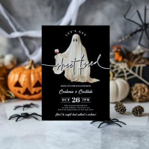 ブラック レッツ・ゲット・シートフェイスド 怖いハロウィン 招待状