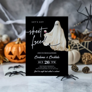 ブラック レッツ・ゲット・シートフェイスド 怖いハロウィン 招待状