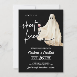 ブラック レッツ ゲット シート フェイスト 面白い ハロウィン 招待状