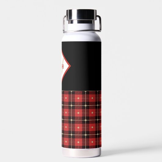 ブラック・レッドとタン・ランバージャック・プレイドモノグラムの ウォーターボトル (背面)