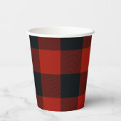ブラック＆レッドのバッファローギンガムチェック柄 紙コップ (裏面)