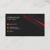 ブラック&レッドの名刺40パック100 名刺 (正面)