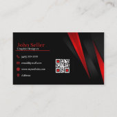 ブラック&レッドの名刺44パック100 名刺 (正面)