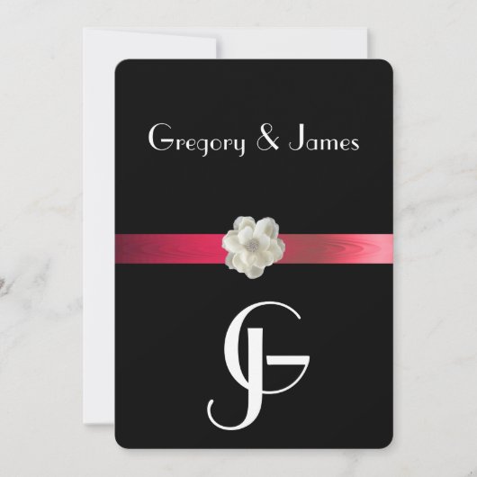 ブラック&レッドエレガントゲイ/レズビアン結婚式招待状 招待状 (正面)