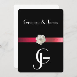 ブラック&レッドエレガントゲイ/レズビアン結婚式招待状 招待状