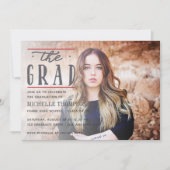 ブラック&レッドカラーChevron大学院パーティー招待状 招待状 (正面)