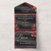 ブラック&レッドキンセアニラ手頃招待状 オールインワン招待状 (内側)