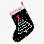 ブラック&レッドクリスマス ラージクリスマスストッキング (裏面 (吊り時))