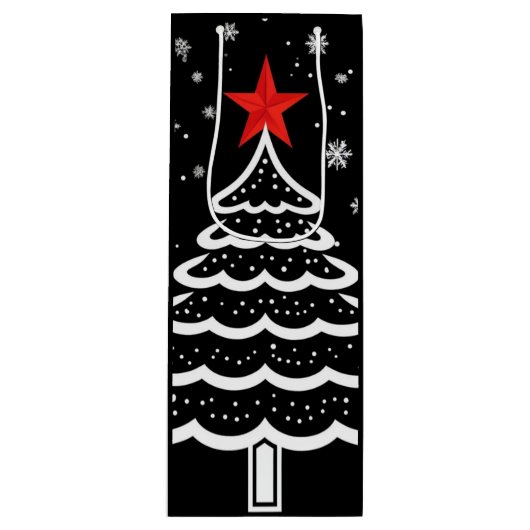 ブラック&レッドクリスマス ワインギフトバッグ (正面)
