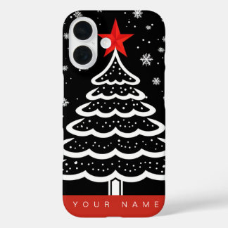 ブラック&レッドクリスマス iPhone 16ケース