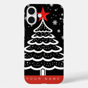 ブラック&レッドクリスマス iPhone 16 PLUSケース