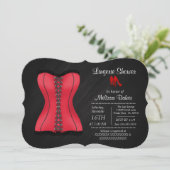 ブラック&レッドコルセットランジェリーブライダルシャワー招待状 招待状 (スタンド正面)