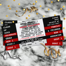 ブラック|レッドコンサートチケットグラードパーティー 招待状